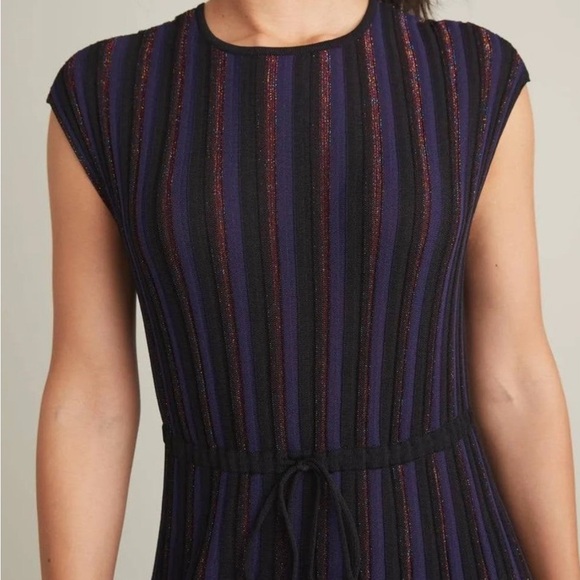 Marine Layer Penny Pleated Midi Dress in Black Rainbow Lurex Women’s Size Medium - Picture 3 of 12